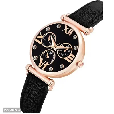 Medboo Meena Black Dial Black Leather Belt RL Girls and Women Analog Watch-thumb2