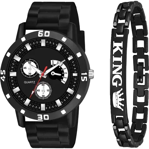 Stylish Men Metal Analog Watch with Bracelet