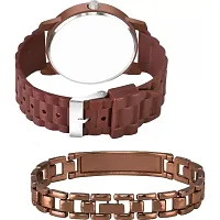 Stylish Brown Metal Analog Watches For Men Watch With Bracelet-thumb2