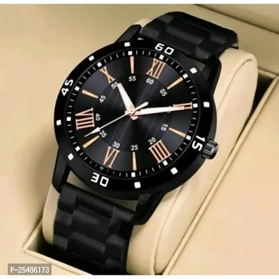 Medboo Black Copper Roman Dial Cash Bumper Pu Men And Boys Watch-thumb0