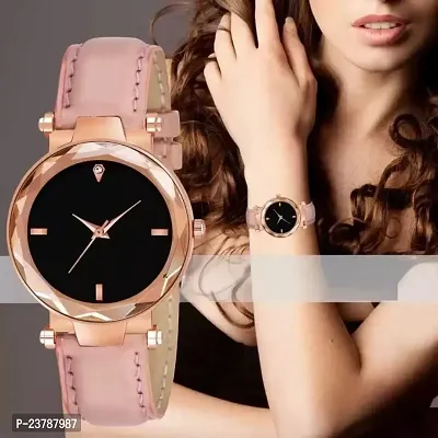 HRV New Stylish Peach Leather Belt  Watch