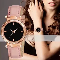 HRV New Stylish Peach Leather Belt  Watch-thumb1