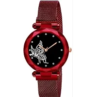 Medboo White Design Bty Dial Red Megnet Belt Girls and Women Analog Watch-thumb1