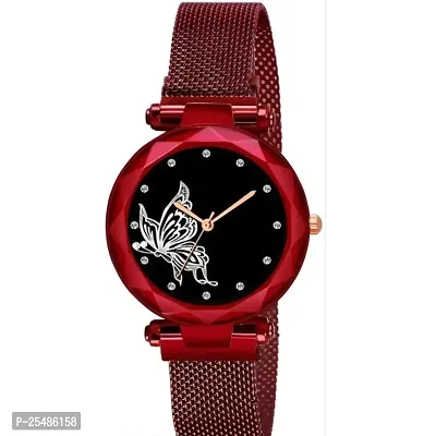 Medboo White Design Bty Dial Red Megnet Belt Girls and Women Analog Watch-thumb2