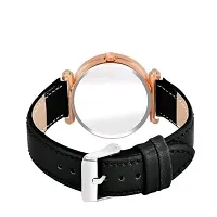 Medboo Three Butter And Rose Dial Black Leather Belt Girls and Women Analog Watch-thumb2