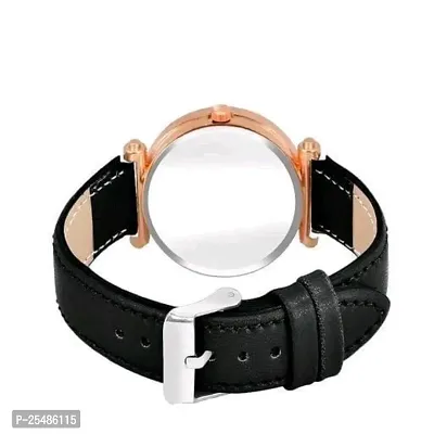 Medboo Three Butter And Rose Dial Black Leather Belt Girls and Women Analog Watch-thumb3