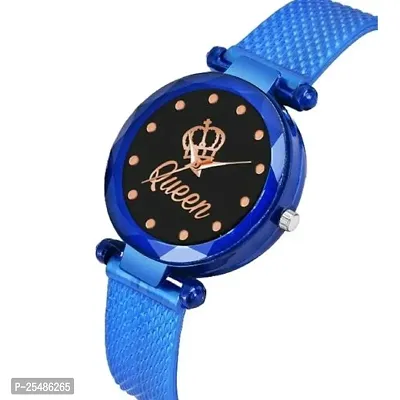 Medboo New Queen Dial Blue Pu Analog Women and Girls Watch-thumb2
