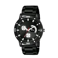 Stylish Black Metal Analog Watches For Men Watch With Bracelet-thumb1