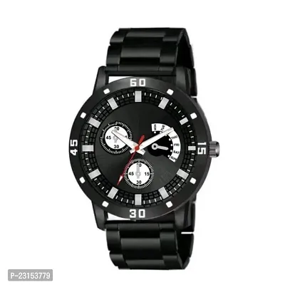 Stylish Black Metal Analog Watches For Men Watch With Bracelet-thumb2