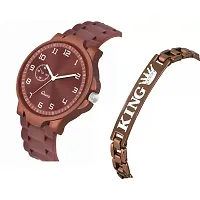 Stylish Brown Metal Analog Watches For Men Watch With Bracelet-thumb1