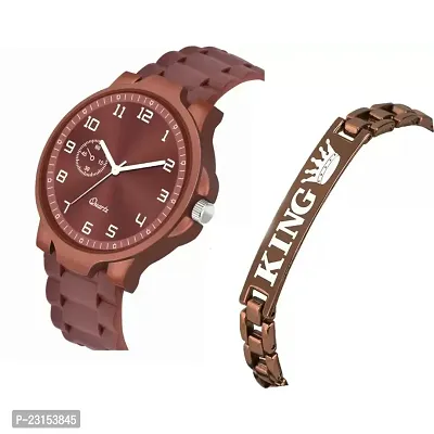 Stylish Brown Metal Analog Watches For Men Watch With Bracelet-thumb2