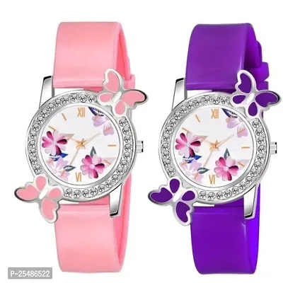 Medboo Bty Cash Pink and Purple Pu Blet Combo Women and Girls Watch-thumb0