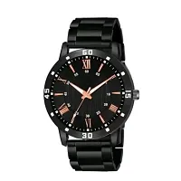 Medboo Black Copper Roman Dial Cash Bumper Pu Men And Boys Watch-thumb1