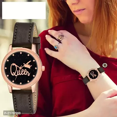 HRV Queen Dial Maroon Leather Strap Watch For Girls