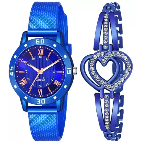 HRV Roman Av Cash Pu With Heart Bracelet Analog Women and Girls Watch