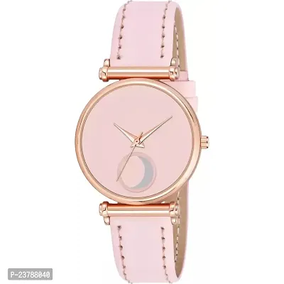 HRV Pink Moon Dial Leather Strap  Watch For Girls-thumb2