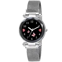 Medboo Black Dial Metal Silver Megnet Analog Women and Girls Watch-thumb1