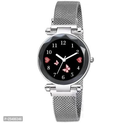 Medboo Black Dial Metal Silver Megnet Analog Women and Girls Watch-thumb2