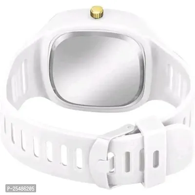 Medboo White Crono Sport New Square PU Men and Boys kids Watch-thumb4