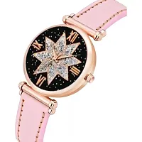 Medboo Black Star Dial Rose Rl Cash Leather Pink Belt Analog Women and Girls Watch-thumb2