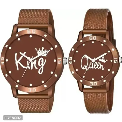 JMV Brown King+Queen Pu Couple Men And Women Watch