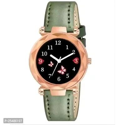 Medboo Bty Black Dial Green Leadies Leather Belt Girls and Women Analog Watch-thumb0