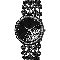 Medboo Black Peacock Three Line Belt  Girls and Women Watch-thumb1