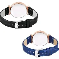 Medboo Three Butter Dial Black and Blue Leather Belt Girls and Women Watch-thumb2