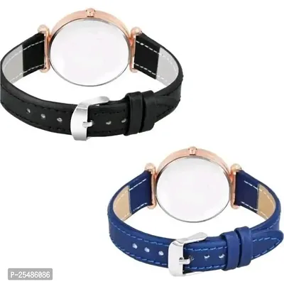 Medboo Three Butter Dial Black and Blue Leather Belt Girls and Women Watch-thumb3