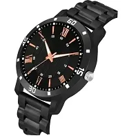 Medboo Black Copper Roman Dial Cash Bumper Pu Men And Boys Watch-thumb2