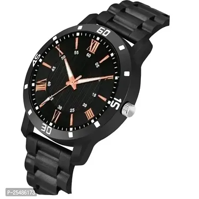 Medboo Black Copper Roman Dial Cash Bumper Pu Men And Boys Watch-thumb3