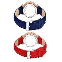 Medboo Black Birds Dial Blue And Red Leather Belt Analog Women and Girls Watch-thumb2