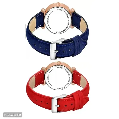 Medboo Black Birds Dial Blue And Red Leather Belt Analog Women and Girls Watch-thumb3