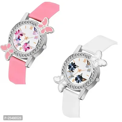 Medboo Bty Cash Pink and White Pu Blet Combo Women and Girls Watch-thumb2