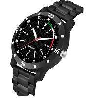 Medboo Silver Metal And Tri Black PU Men and Boys Watch-thumb1