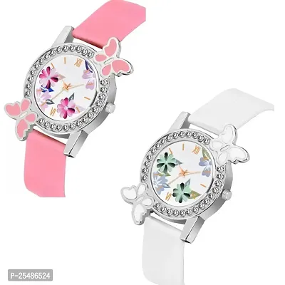 Medboo Bty Cash Pink and White Pu Blet Combo Women and Girls Watch-thumb2