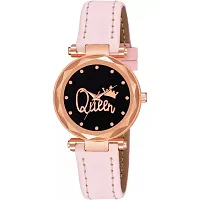 HRV Queen Dial Pink Leather Belt  Watch For Girls-thumb1