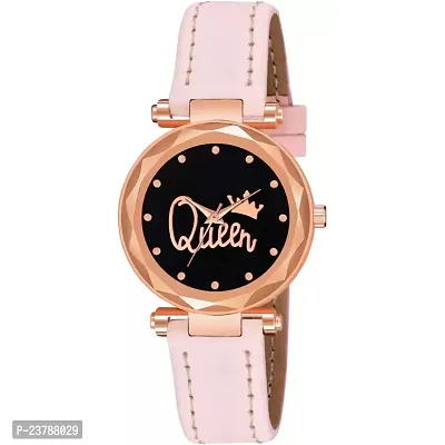 HRV Queen Dial Pink Leather Belt  Watch For Girls-thumb2