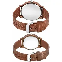 JMV Brown King+Queen Pu Couple Men And Women Watch-thumb2