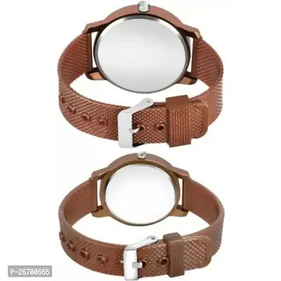 JMV Brown King+Queen Pu Couple Men And Women Watch-thumb3