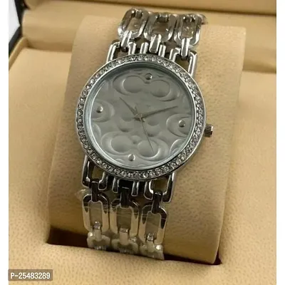 Medboo Silver Round Cash Silver Thik Belt Women Watch