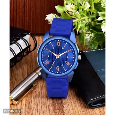 Stylish Blue Metal Analog Watches For Men-thumb0