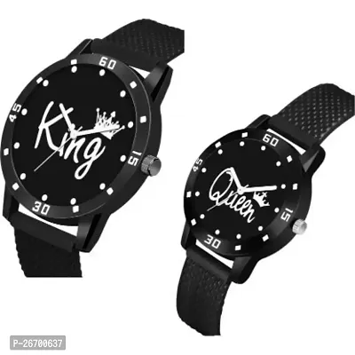 JMV Latest Pu Blet Black King Queen Watch Analog Watch-thumb2