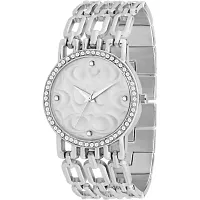 Medboo Silver Round Cash Silver Thik Belt Women Watch-thumb1