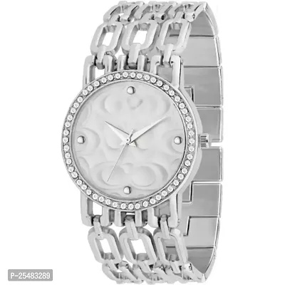 Medboo Silver Round Cash Silver Thik Belt Women Watch-thumb2