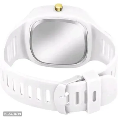 Medboo White Crono Sport New Square PU Men and Boys Watch-thumb4