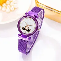 Purple magnetic belt white dial women fancy watch-thumb1