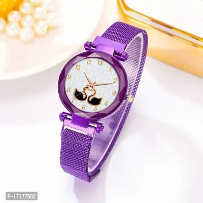 Purple magnetic belt white dial women fancy watch-thumb2