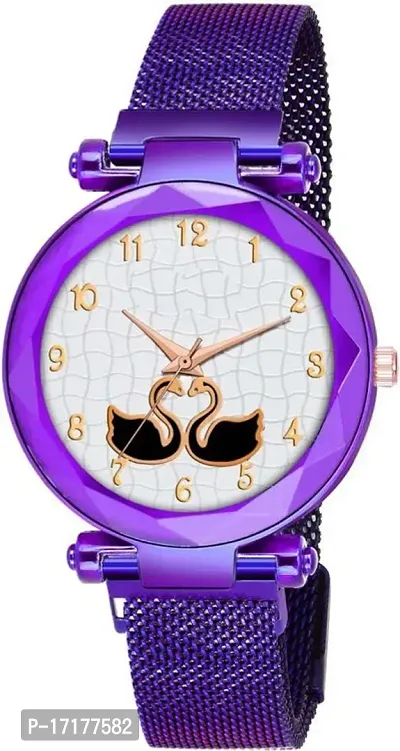 Purple magnetic belt white dial women fancy watch-thumb4