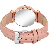 Stylish Rose Gold Leaf Pink Dial Leather Strap Analog Watches for women  girls-thumb2